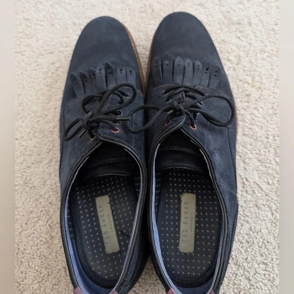 Ted Baker London TICH 2 Blue Suede Derby Shoes Men's Size 11.5 Business Office